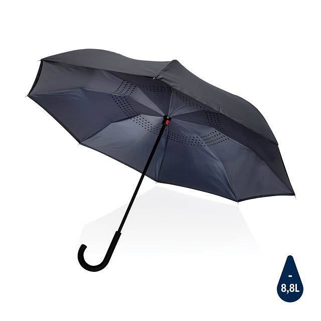 23" Impact AWARE™ RPET 190T reversible umbrella, anthracite - black