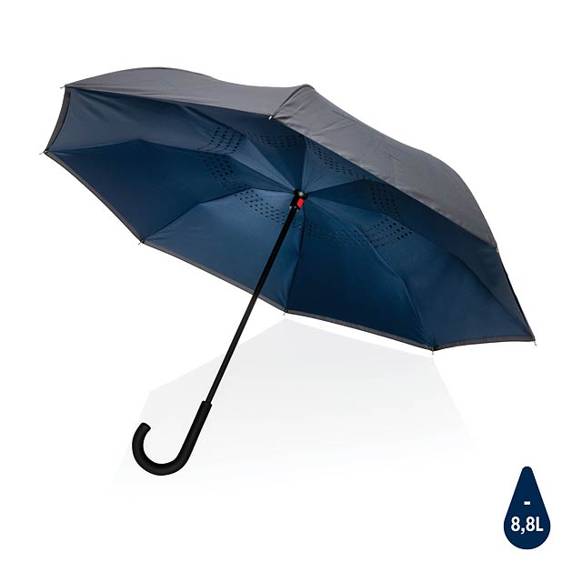 23" Impact AWARE™ RPET 190T reversible umbrella, navy - blue