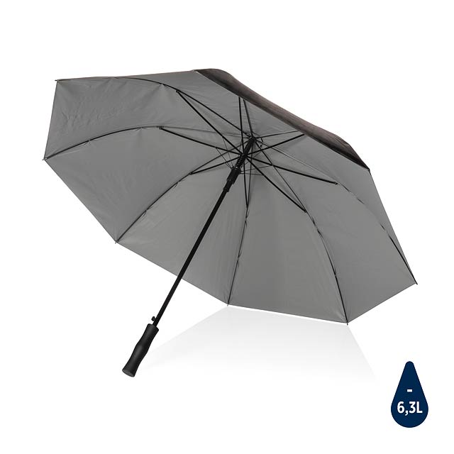 27" Impact AWARE™ RPET 190T bi color auto open umbrella, gre - silver