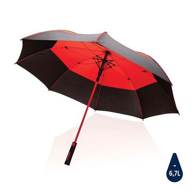 27" Impact AWARE™ RPET auto open stormproof umbrella, red - red