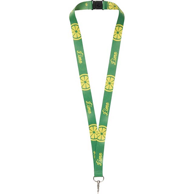 Lanyard with safety buckle behind the neck with 2 cm double-sided print - gold