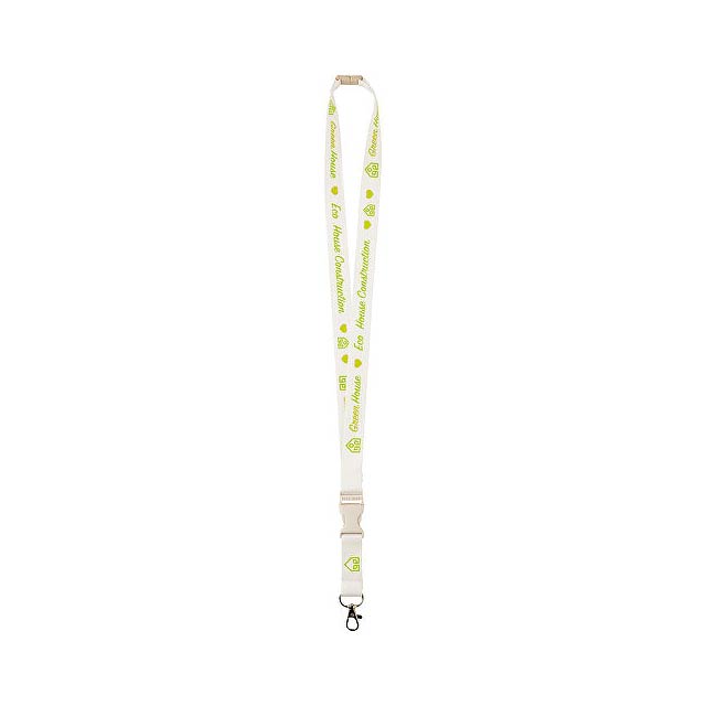 Recycled RPET Lanyard with plastic clasp and 1 cm single-sided print - gold