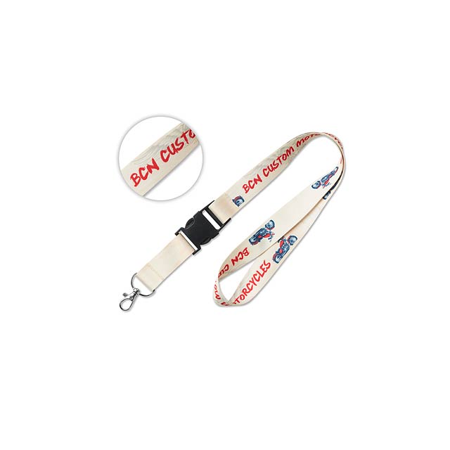 Recycled RPET Lanyard with plastic clasp and 2-sided print - gold