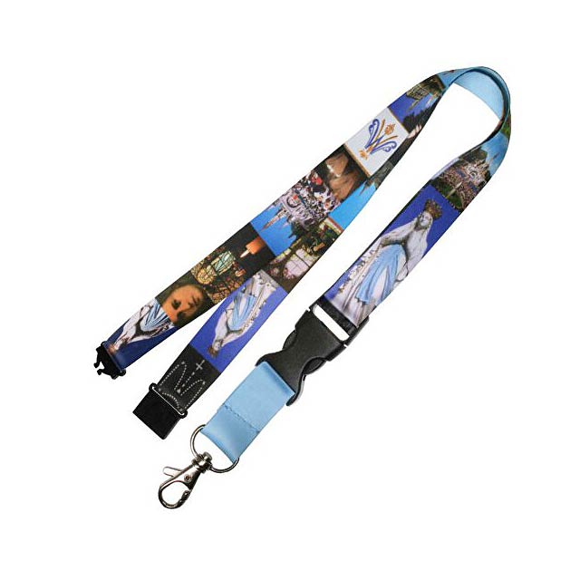 Recycled RPET Lanyard with plastic clasp and 2.5 cm single-sided print - gold