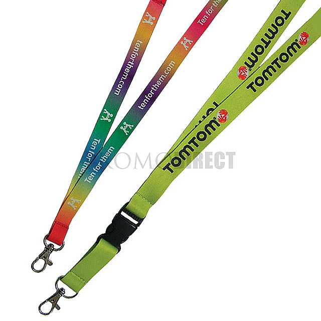 Lanyard mit Kunststoff-Clip und doppelseitigen Druck 1,5 cm - Gold