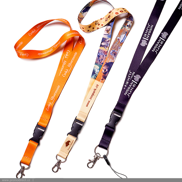 Lanyard with plastic clasp and 2 cm double-sided print - gold