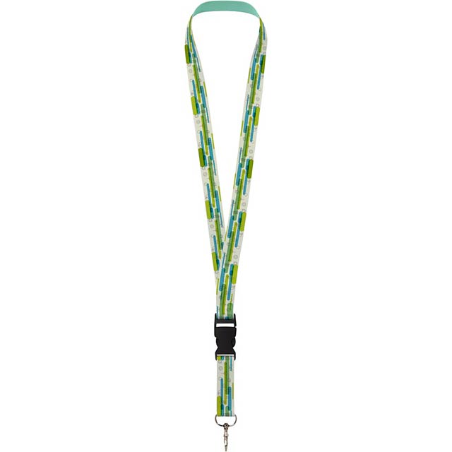 Recycled RPET Lanyard with plastic clasp and 2 cm double-sided print - gold