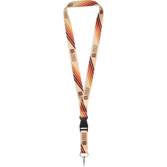 Recycled RPET Lanyard with plastic clasp and 2.5 cm double-sided print  - gold