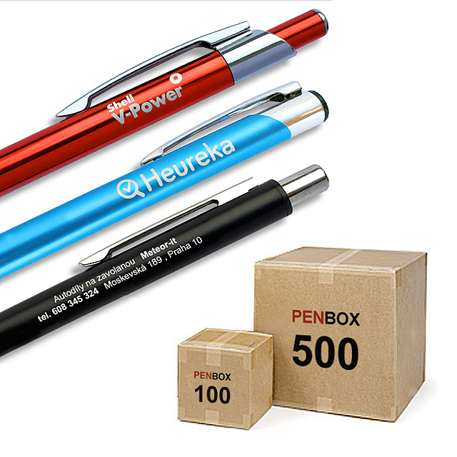 PENBOX: +100% zdarma! Výhodné balíčky kvalitních kovových per s gravírováním - červená