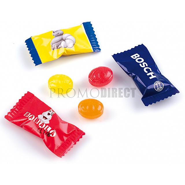 Fruit candies in flowpack - white