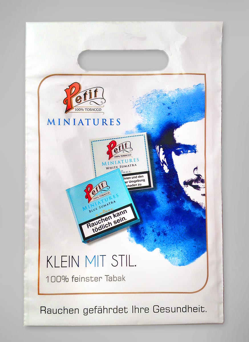 Reklamní igelitová taška s potiskem Petit Miniatures