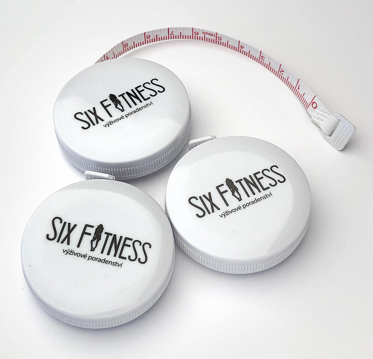 Reklamní krejčovský tělový metr s potiskem Six Fitness výživové poradenství