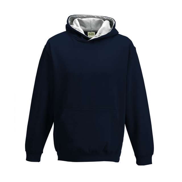 Just Hoods Kids Varsity Hoodie awjh003jnfrnv hgr 12 13 Blue Promotional Items Promo Direct