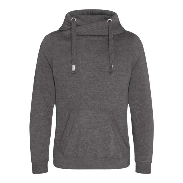 Just Hoods Cross Neck Hoodie - šedá