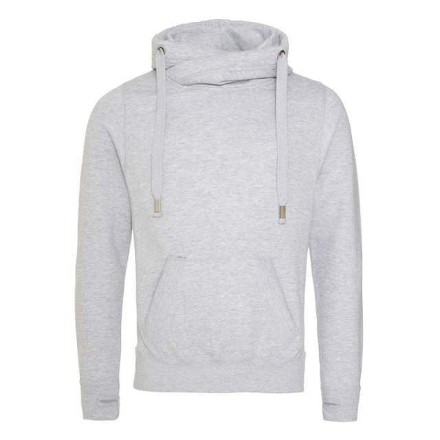 Just Hoods Cross Neck Hoodie - šedá