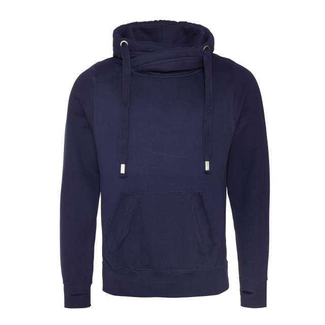 Just Hoods Cross Neck Hoodie - modrá