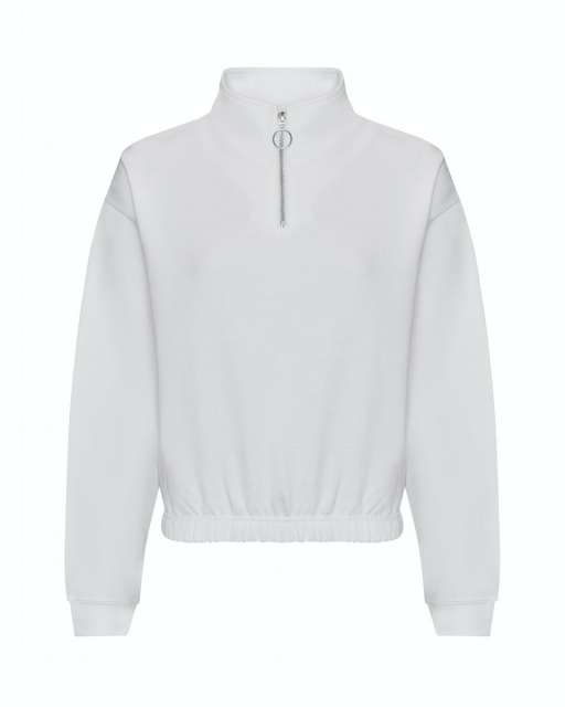 Just Hoods Women's Cropped 1/4 Zip Sweat - bílá