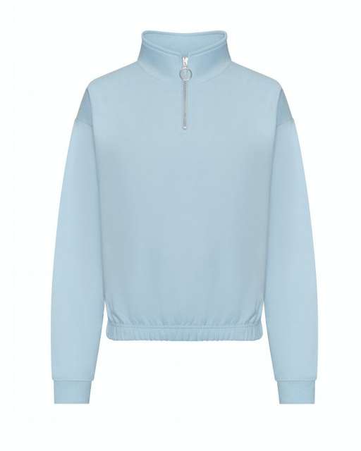 Just Hoods Women's Cropped 1/4 Zip Sweat - Just Hoods Women's Cropped 1/4 Zip Sweat - Light Blue