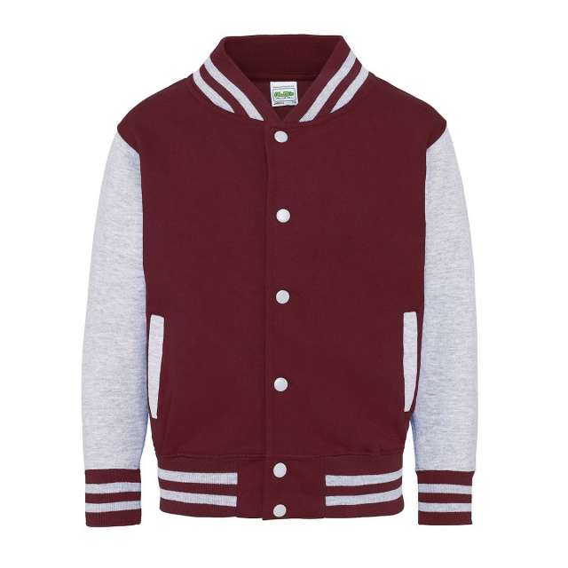 Just Hoods Kids Varsity Jacket - Just Hoods Kids Varsity Jacket - Maroon