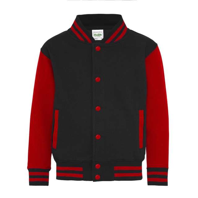 Just Hoods Kids Varsity Jacket - Just Hoods Kids Varsity Jacket - Black