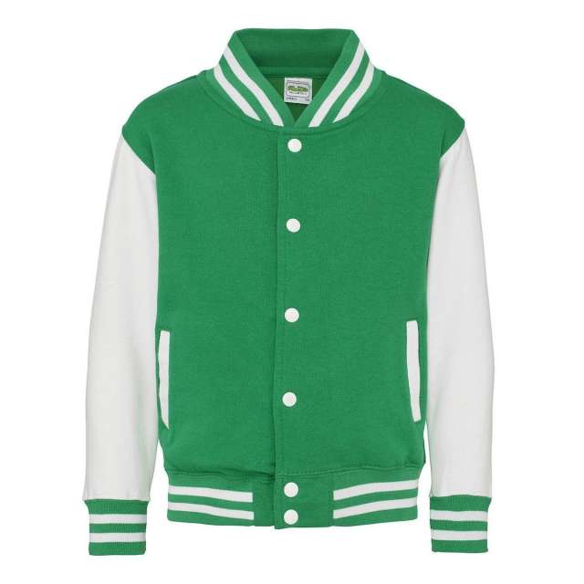 Just Hoods Kids Varsity Jacket - Just Hoods Kids Varsity Jacket - Kelly Green