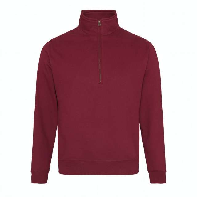 Just Hoods Sophomore 1/4 Zip Sweat - červená