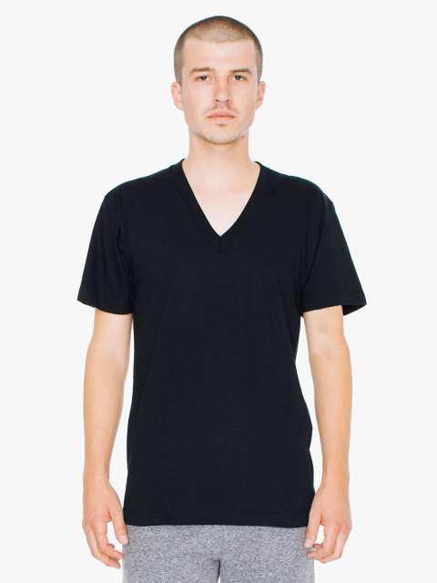 American Apparel Unisex Fine Jersey V-neck T-shirt - černá