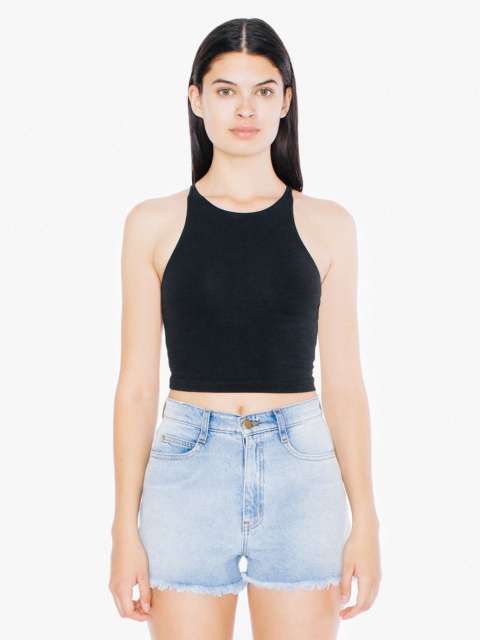 American Apparel Women's Cotton Spandex Crop Tank - čierna