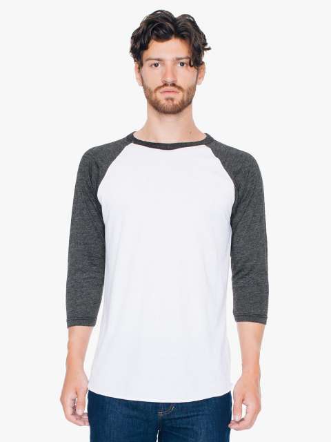 American Apparel Unisex Poly-cotton 3/4 Sleeve Raglan T-shirt - American Apparel Unisex Poly-cotton 3/4 Sleeve Raglan T-shirt - White