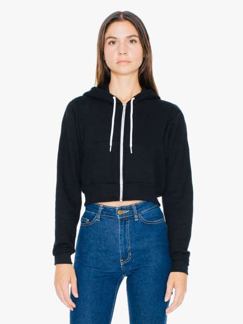 American Apparel Women's Flex Fleece Cropped Zip Hooded Sweatshirt mikina - černá