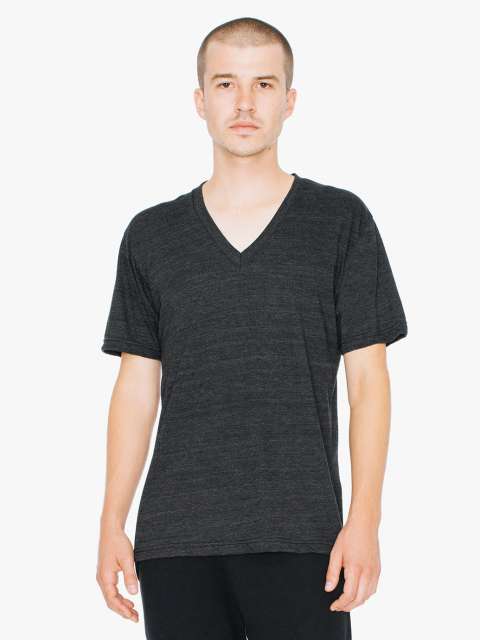 American Apparel Unisex Tri-blend Short Sleeve V-neck T-shirt - černá