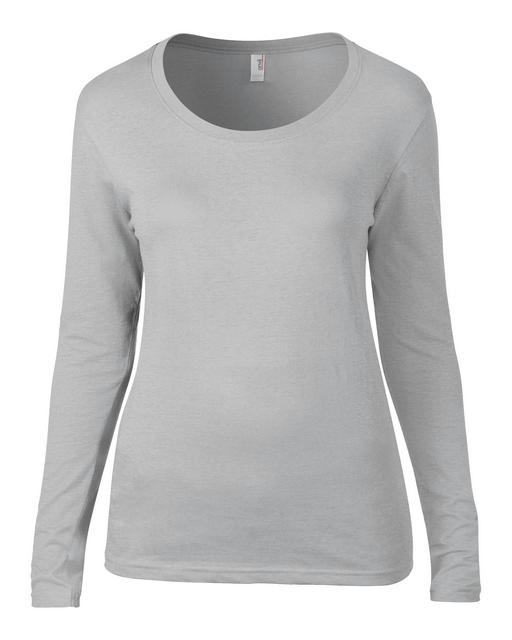 Anvil Women’s Featherweight Long Sleeve Scoop Tee - Grau