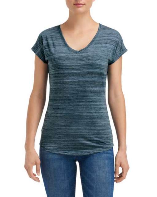 Anvil Women's Tri-blend V-neck Id Tee - grey