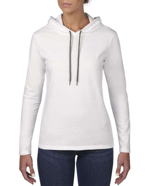 Anvil Women’s Lightweight Long Sleeve Hooded Tee - Weiß 