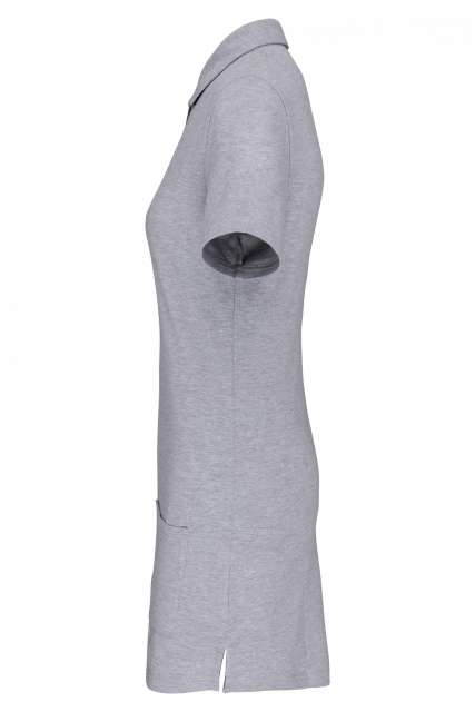 Designed To Work Ladies’ Short-sleeved Longline Polo Shirt - Designed To Work Ladies’ Short-sleeved Longline Polo Shirt - Ice Grey