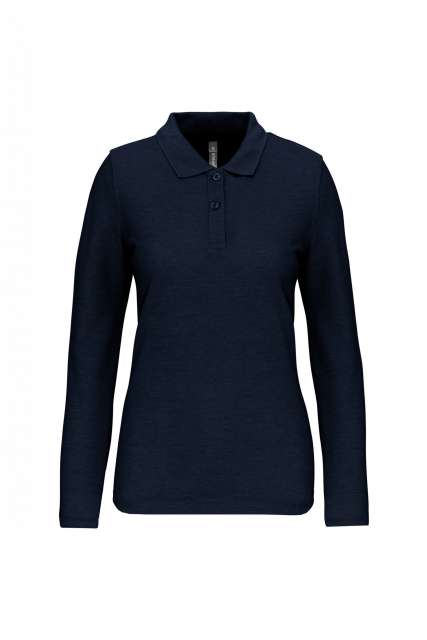 Designed To Work Ladies' Long-sleeved Polo Shirt - modrá