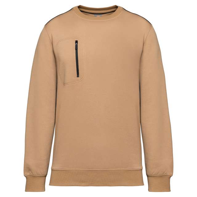 Designed To Work Unisex Daytoday Contrasting Pocket Sweatshirt - Designed To Work Unisex Daytoday Contrasting Pocket Sweatshirt - Old Gold