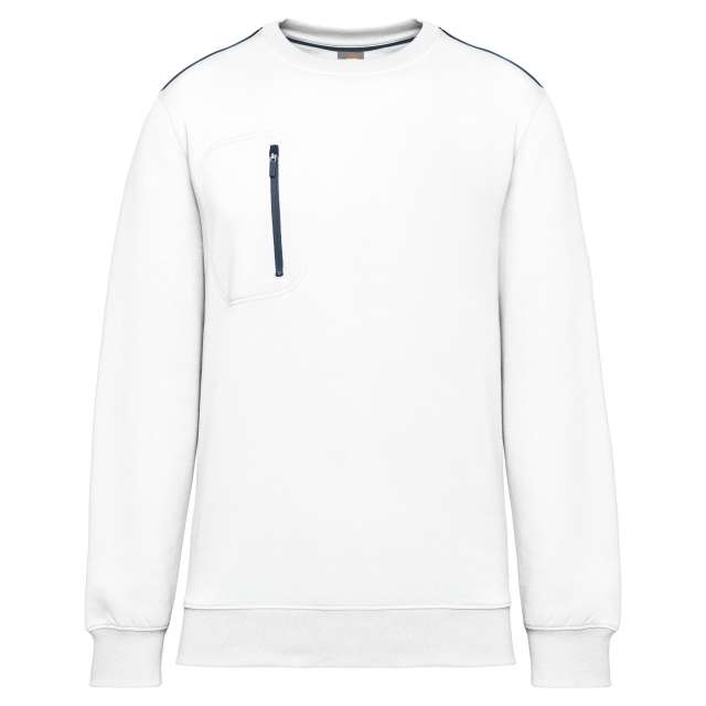 Designed To Work Unisex Daytoday Contrasting Pocket Sweatshirt - Designed To Work Unisex Daytoday Contrasting Pocket Sweatshirt - White