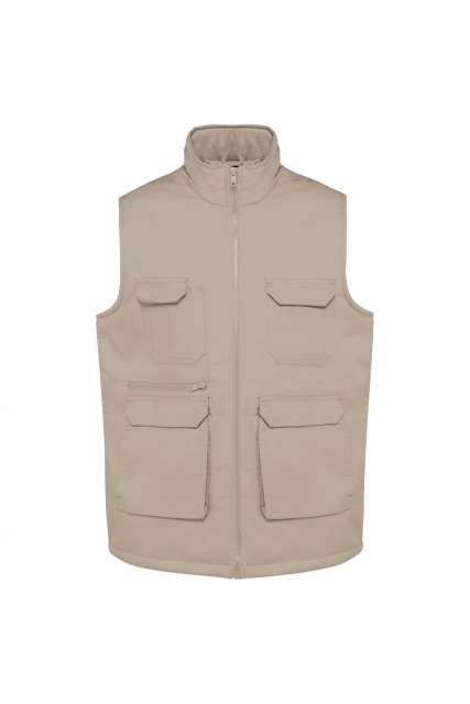 Designed To Work Unisex Padded Multi-pocket Polycotton Vest - hnědá