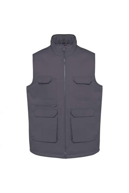 Designed To Work Unisex Padded Multi-pocket Polycotton Vest - šedá