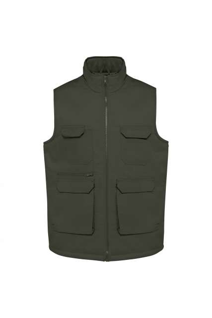 Designed To Work Unisex Padded Multi-pocket Polycotton Vest - Designed To Work Unisex Padded Multi-pocket Polycotton Vest - Military Green
