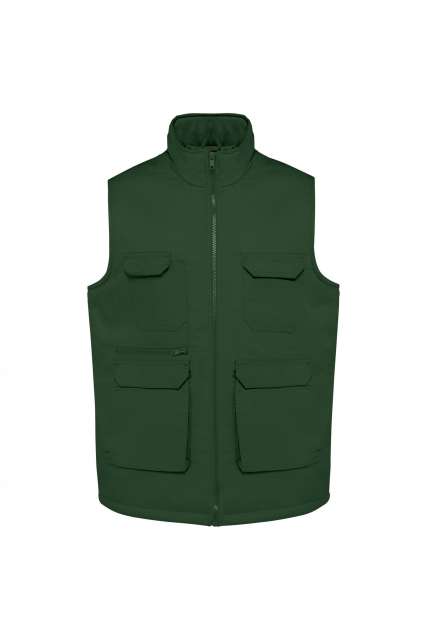 Designed To Work Unisex Padded Multi-pocket Polycotton Vest - Designed To Work Unisex Padded Multi-pocket Polycotton Vest - Forest Green