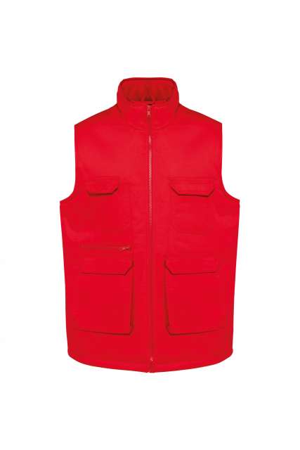 Designed To Work Unisex Padded Multi-pocket Polycotton Vest - Designed To Work Unisex Padded Multi-pocket Polycotton Vest - Cherry Red