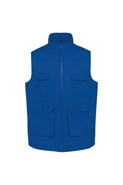 Designed To Work Unisex Padded Multi-pocket Polycotton Vest - modrá