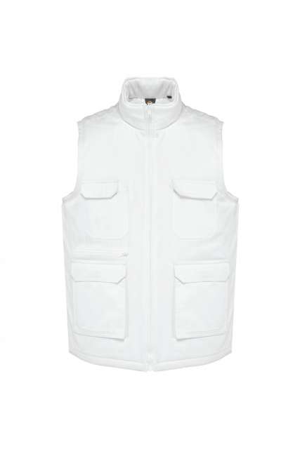 Designed To Work Unisex Padded Multi-pocket Polycotton Vest - bílá