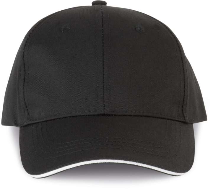 Designed To Work Oekotex Certified 6 Panels Cap With Sandwich Peak - black