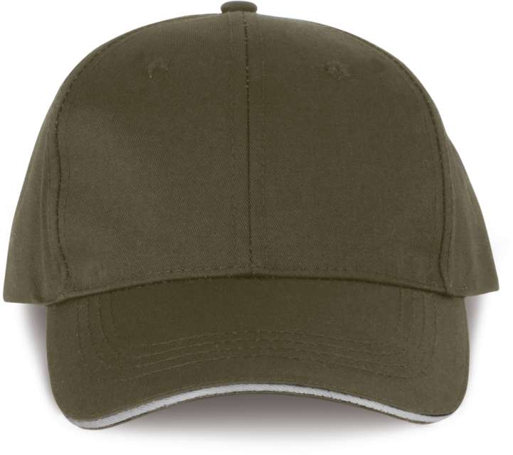 Designed To Work Oekotex Certified 6 Panels Cap With Sandwich Peak - červená