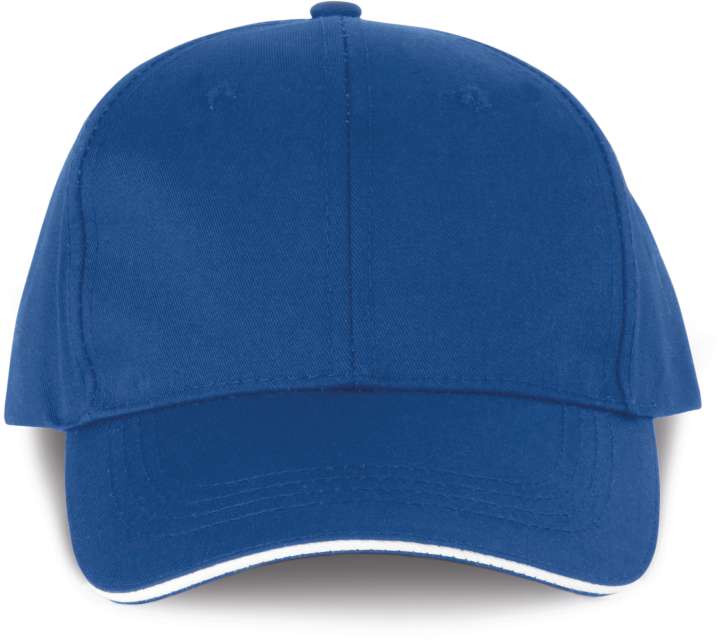 Designed To Work Oekotex Certified 6 Panels Cap With Sandwich Peak - Designed To Work Oekotex Certified 6 Panels Cap With Sandwich Peak - Royal