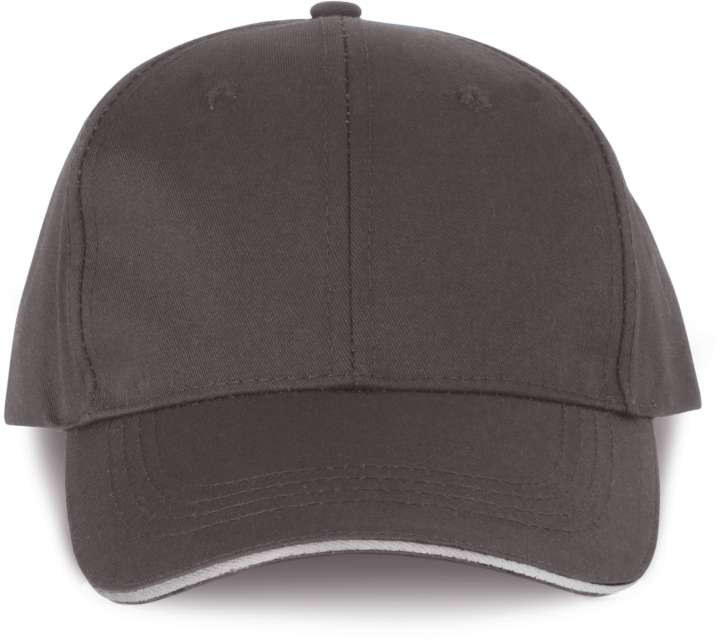 Designed To Work Oekotex Certified 6 Panels Cap With Sandwich Peak - Designed To Work Oekotex Certified 6 Panels Cap With Sandwich Peak - Charcoal