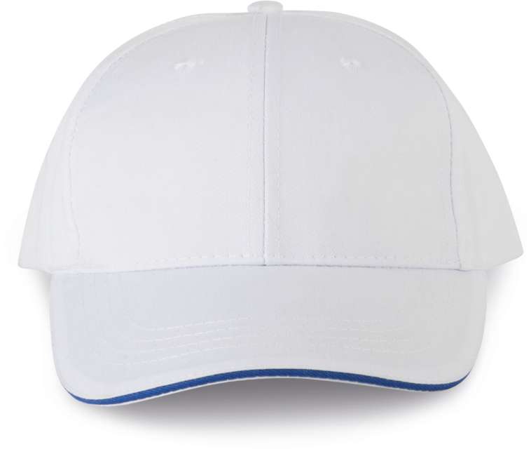 Designed To Work Oekotex Certified 6 Panels Cap With Sandwich Peak - biela